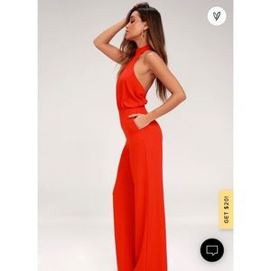 Lulu’s Red Open Back Jumpsuit